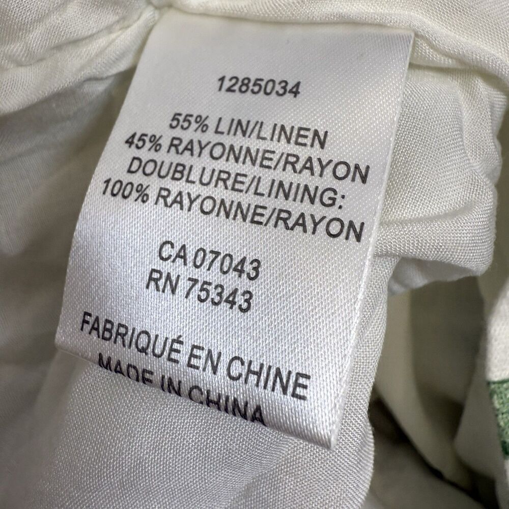 Rachel Zoe Linen Blend Skirt Green Size Small Coastal Living Garden Print Palms - Picture 6 of 8